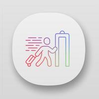 Express entry app icon. Passenger passing x ray check at airport. Body scan machine. Express path facility. UI UX user interface. Web or mobile applications. Vector isolated illustrations