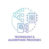 Technology and algorithmic processes blue gradient concept icon. Information systems interaction abstract idea thin line illustration. Isolated outline drawing. vector