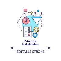 Prioritize stakeholders concept icon. Step of stakeholder relations abstract idea thin line illustration. Isolated outline drawing. Editable stroke. vector