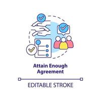 Attain enough agreement concept icon. Sustainable cooperation. Stakeholder engagement abstract idea thin line illustration. Isolated outline drawing. Editable stroke. vector