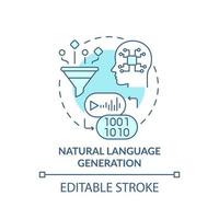 Natural language generation turquoise concept icon. Augmented data management abstract idea thin line illustration. Isolated outline drawing. Editable stroke. vector