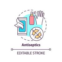 Antiseptics concept icon. Prepare first aid kit. Action during war abstract idea thin line illustration. Isolated outline drawing. Editable stroke. vector