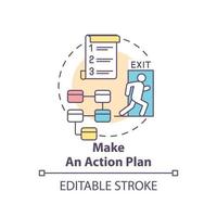 Make action plan concept icon. How to deal with emotions during war abstract idea thin line illustration. Isolated outline drawing. Editable stroke. vector