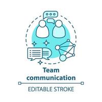 Team communication concept icon. Teamwork idea thin line illustration. Exchanging information. Networking. Talking to each other. Online chatting. Vector isolated outline drawing. Editable stroke