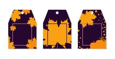 Autumn sale tags templates with leaves and pumpkin vector