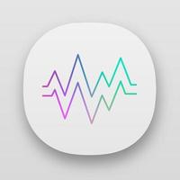 Heart beat app icon. UI UX user interface. Sound and audio wave. Heart pulse. Music frequency, digital soundwave. Soundtrack playing amplitude. Web or mobile applications. Vector isolated illustration