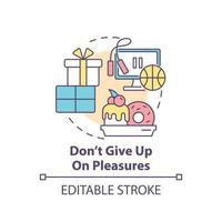 Dont give up on pleasures concept icon. Dealing with emotions during war abstract idea thin line illustration. Isolated outline drawing. Editable stroke. vector