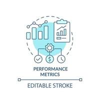 Performance metrics turquoise concept icon. Application of business intelligence abstract idea thin line illustration. Isolated outline drawing. Editable stroke. vector