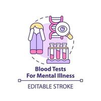 Blood tests for mental illness concept icon. Patient examining. Psychotherapy trend abstract idea thin line illustration. Isolated outline drawing. Editable stroke. vector