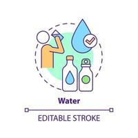 Water concept icon. Thing to store for surviving. Emergency go bag abstract idea thin line illustration. Isolated outline drawing. Editable stroke. vector