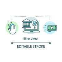 Biller direct service concept icon. Online one click transaction, quick money transfer idea thin line illustration. Online banking payment services. Vector isolated outline drawing. Editable stroke. .