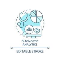 Diagnostic analytics turquoise concept icon. Business data management type abstract idea thin line illustration. Isolated outline drawing. Editable stroke. vector