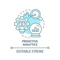 Predictive analytics turquoise concept icon. Automated data management abstract idea thin line illustration. Predict trend. Isolated outline drawing. Editable stroke. vector