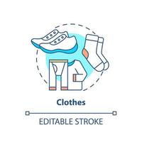 Clothes concept icon. Things to pack before evacuation. Emergency preparedness abstract idea thin line illustration. Isolated outline drawing. Editable stroke. vector