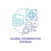 Global information systems blue gradient concept icon. Storing and analyzing data abstract idea thin line illustration. Globalization. Isolated outline drawing. vector