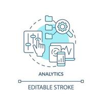 Analytics turquoise concept icon. Business intelligence function abstract idea thin line illustration. Improve performance. Isolated outline drawing. Editable stroke. vector