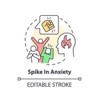 Spike in anxiety concept icon. Increasing of distress. Behavioral trend abstract idea thin line illustration. Isolated outline drawing. Editable stroke. vector