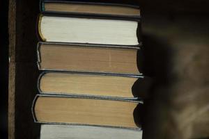 Stack of books. Pages of book. Knowledge in its purest form. Textbooks for student. photo