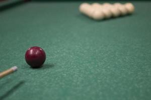 Game of billiards. White balls for cue strike. Sports competition. photo