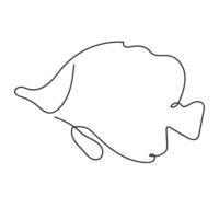 Abstract fish in continuous line art drawing style. Minimalist black linear sketch on white background. Vector illustration