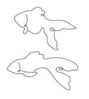 Abstract fish in continuous line art drawing style. Minimalist black linear sketch on white background. Vector illustration