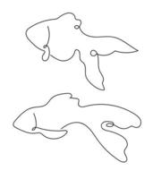 Abstract fish in continuous line art drawing style. Minimalist black linear sketch on white background. Vector illustration