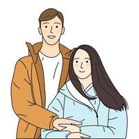 Couple in love. Young family. Romantic relationship. Isolated cartoon vector illustration