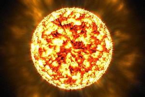 Sun surface with solar flares in photo