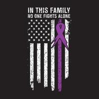 nadie lucha solo, b día del cáncer, símbolo de conciencia, ilustración vectorial, diseño de camisetas vector