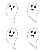 Collection of funny ghosts with different emotions. Halloween ghosts. Doodle cute ghosts with faces and smiles vector