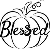 blessed pumpkin inscription, on a white background. vector