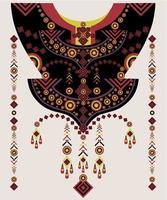 Kaftan neckline. This ethnic and geometric textiles neckline pattern vector