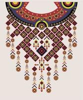 Kaftan Neckline This ethnic and geometric textile neckline pattern and motif is suggestive of a costume from a science fiction film. Design of materials for Decorative for neck on Kaftan vector