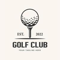 Golf club and ball illustration logo on tee.vector, symbol, icon, template vector