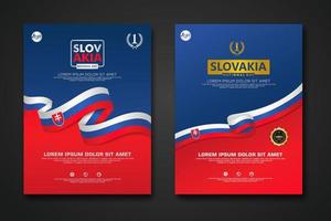 Set poster design Slovakia Constitution Day background template vector