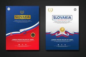 Set poster design Slovakia Constitution Day background template vector