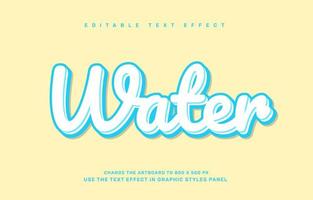 Water editable text effect template vector