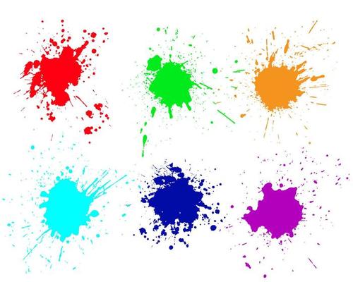 Color ink splashes. Grunge splatters. Abstract background. Grunge text banners