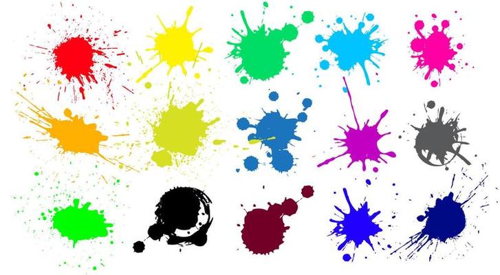 Color ink splashes. Grunge splatters. Abstract background. Grunge text banners