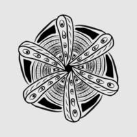 Abstract vector, black and white radial style. Simple and attractive Mosaic Type vector