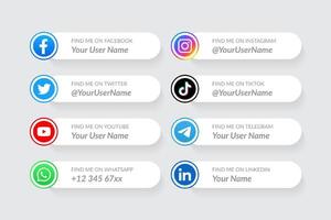 Modern social media lower third icons collection template vector