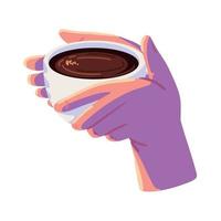 manos con taza de cafe vector