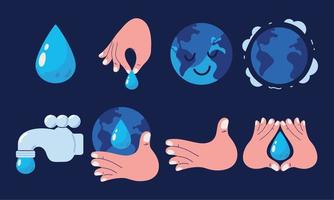 set of world water day vector