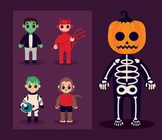 conjunto de personajes de halloween vector