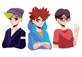 personajes masculinos de anime vector