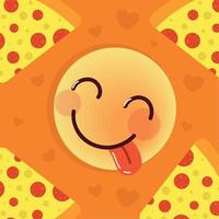 emoji lengua fuera y pizza vector