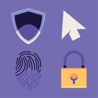 icons cybersecurity protection vector