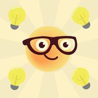 emoji nerd con gafas vector