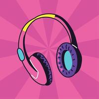 90s headphones pink background vector