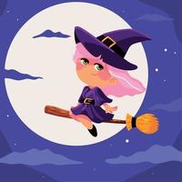 halloween flying witch vector